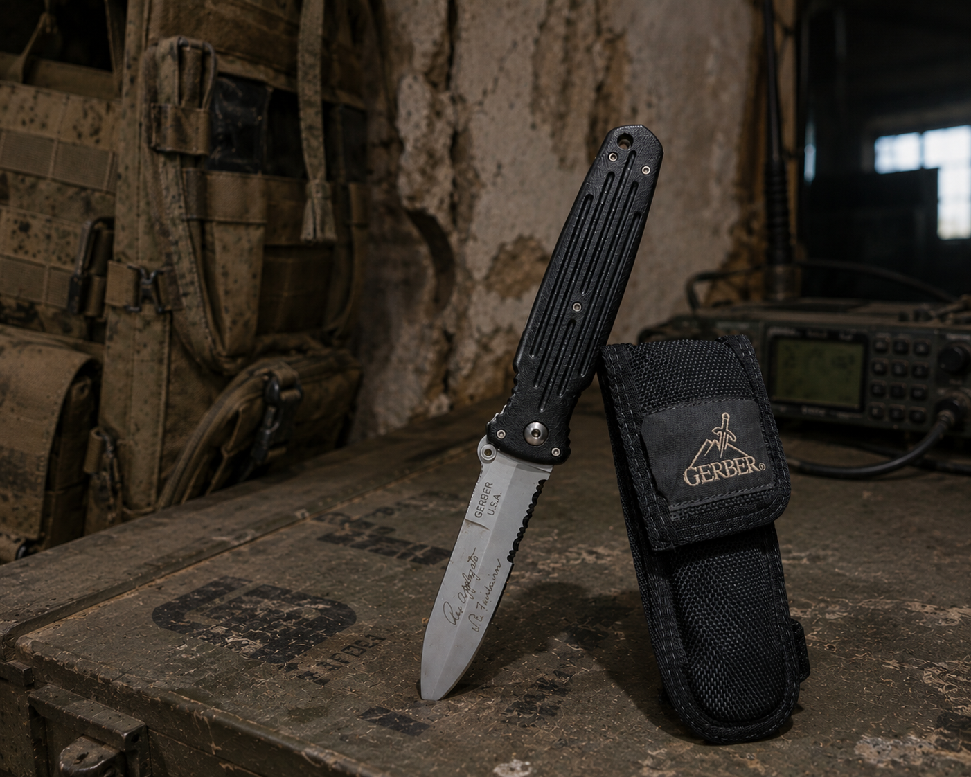 Gerber U.S.A. Applegate-Fairbairn Combat Folder w/Sheath