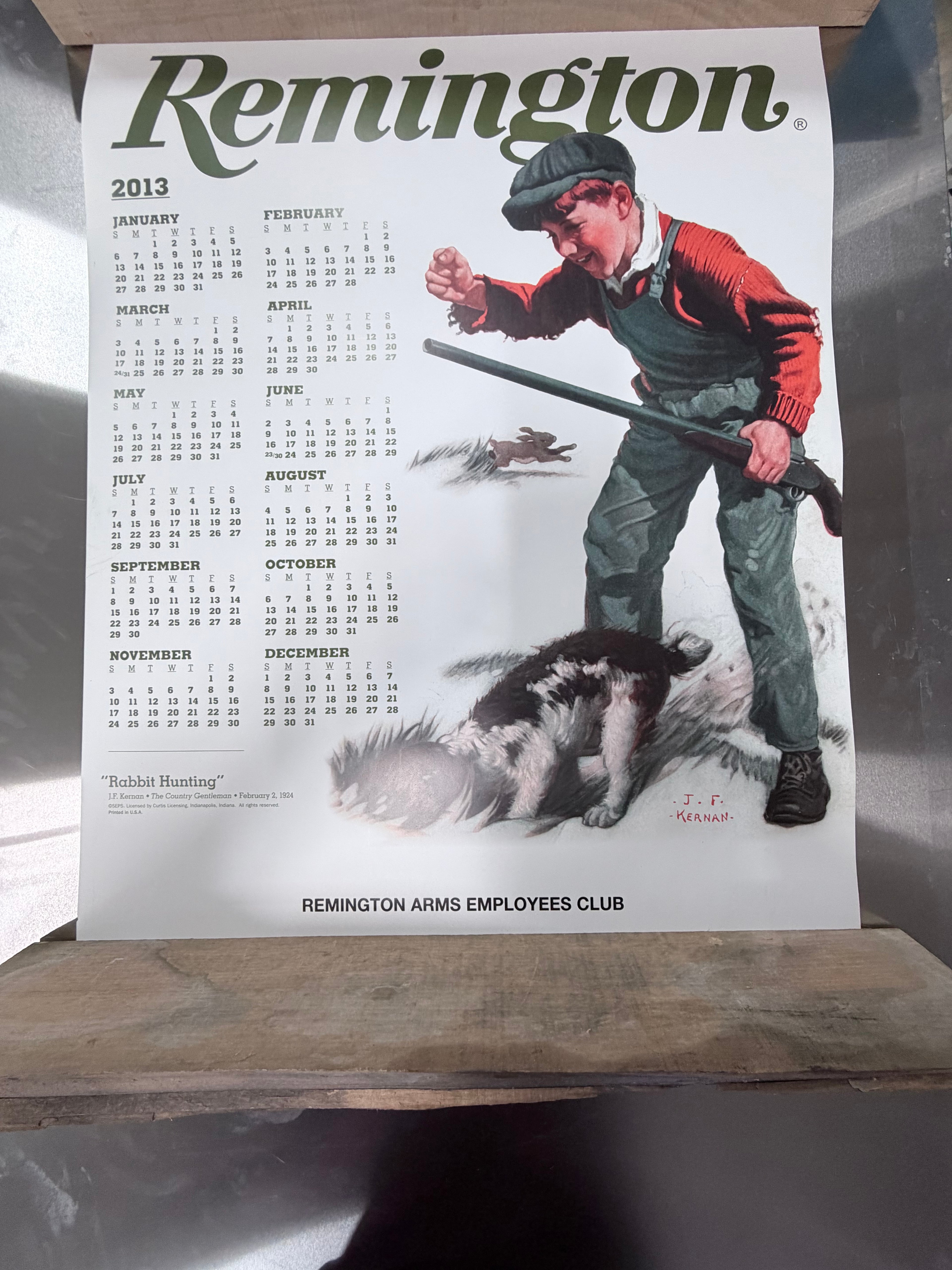 Remington Arms Employees Club 2013 Hunting Calendar Poster