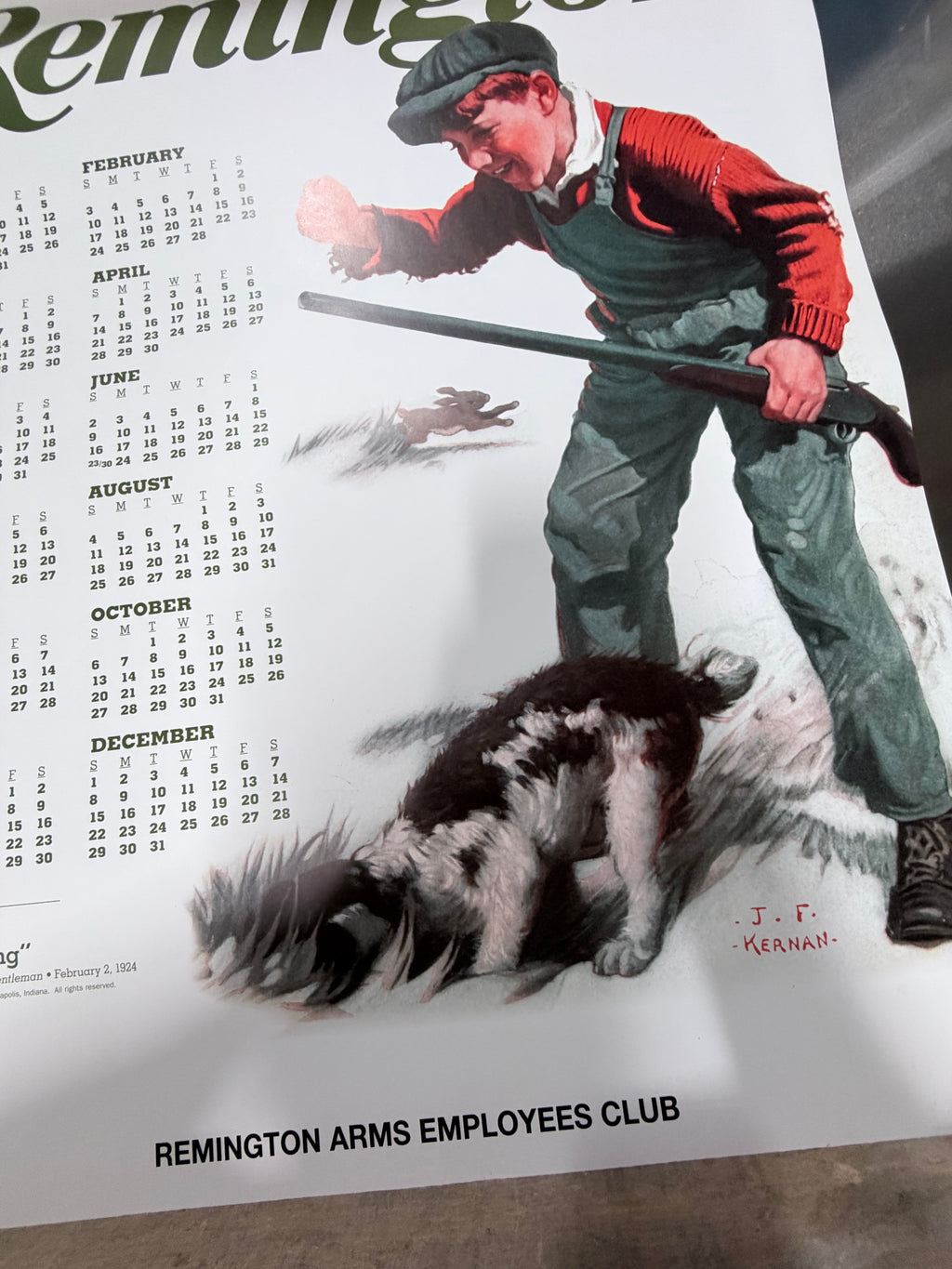 Remington Arms Employees Club 2013 Hunting Calendar Poster