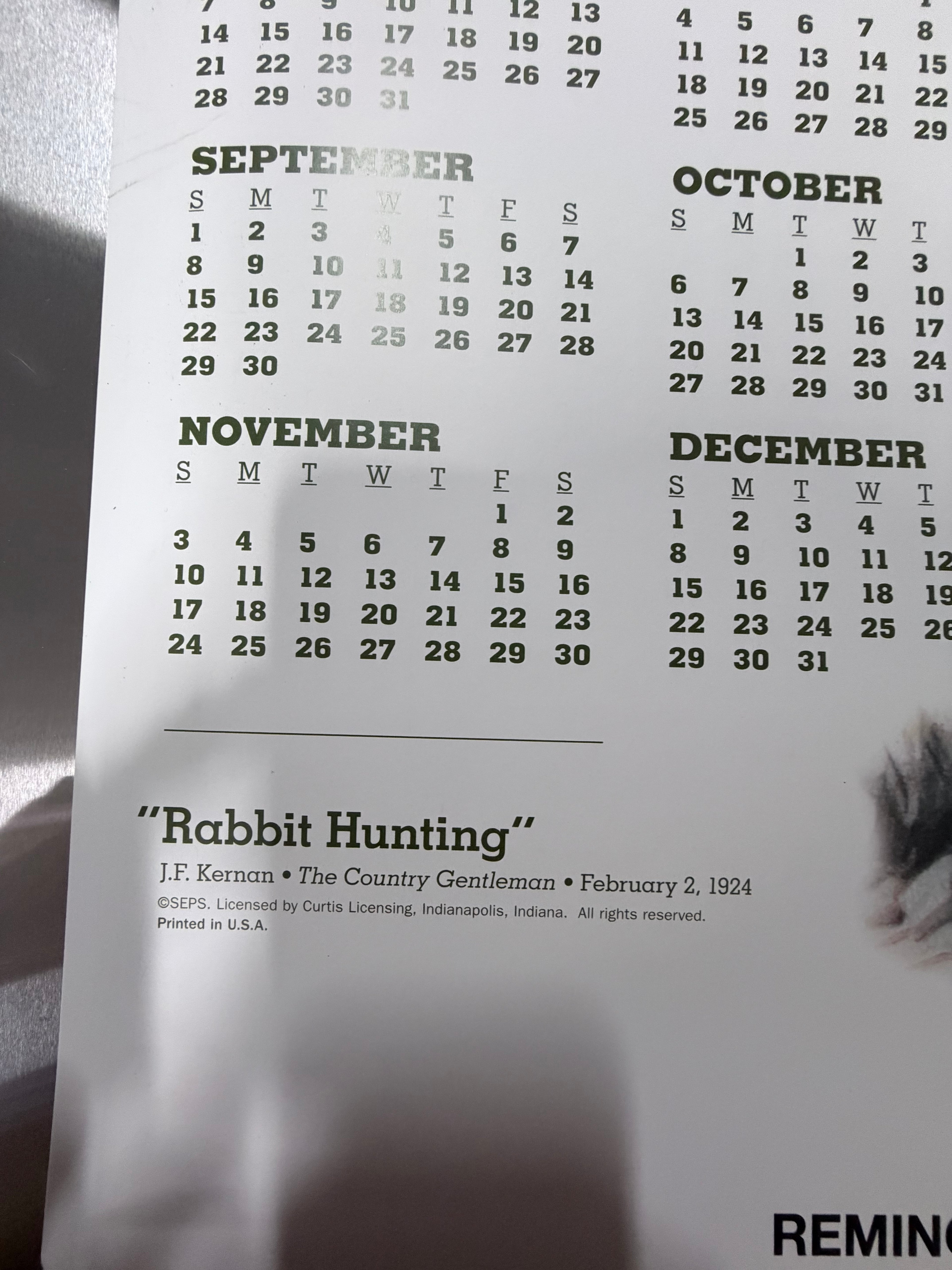 Remington Arms Employees Club 2013 Hunting Calendar Poster